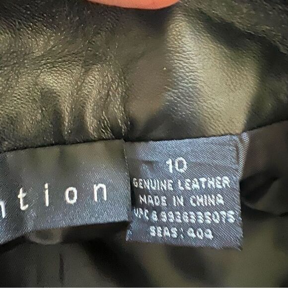 Attention Black genuine Leather Mini Skirt. L - Picture 6 of 6